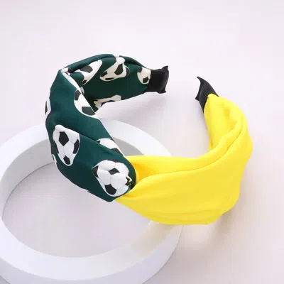 Fashnzfab Game Day Soccer Patterned Twisted Headband In Multi