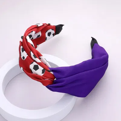 Fashnzfab Game Day Soccer Patterned Twisted Headband In Pink