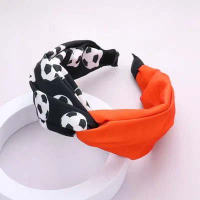 Fashnzfab Game Day Soccer Patterned Twisted Headband In Red