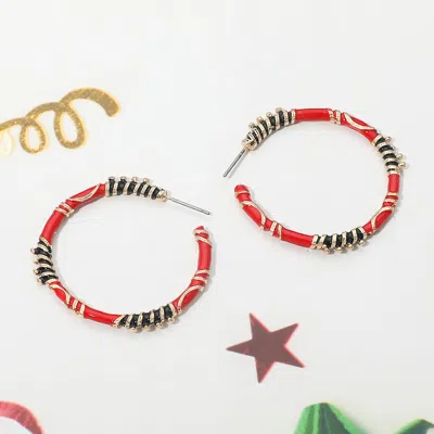 Fashnzfab Game Day Textured Hoop Earrings In Brown