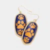 Fashnzfab Game Day Triple Paw Pointed Hexagon Dangle Earrings In Multi