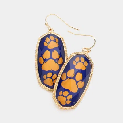 Fashnzfab Game Day Triple Paw Pointed Hexagon Dangle Earrings In Multi
