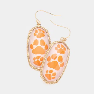 Fashnzfab Game Day Triple Paw Pointed Hexagon Dangle Earrings In Multi