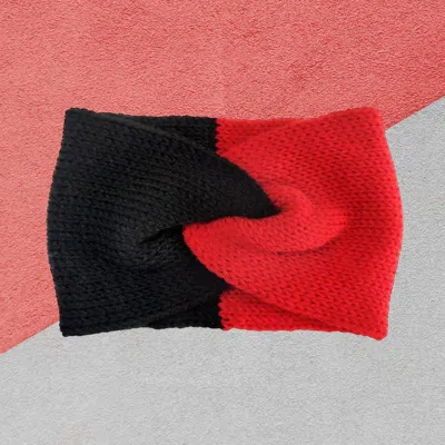 Fashnzfab Game Day Two Tone Knit Earmuff Headband In Red