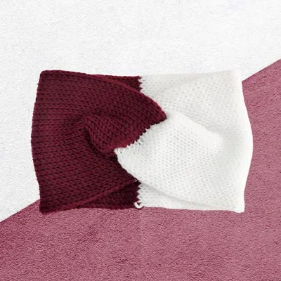 Fashnzfab Game Day Two Tone Knit Earmuff Headband In White