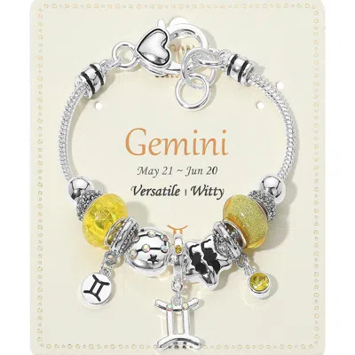 Fashnzfab Gemini - Horoscope Symbol Zodiac Charm Beaded Bracelet Yellow