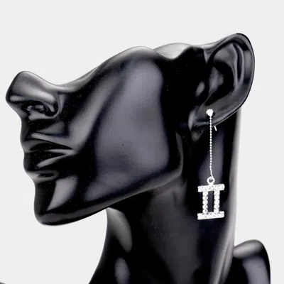 Fashnzfab Gemini - Zodiac Sign Dangle Earrings In Silver