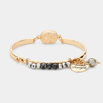 Fashnzfab Gentle Strength Coiled Bead Magnetic Bracelet Black, Gold