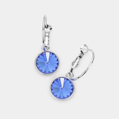 Fashnzfab Genuine Crystal Dangle Earrings - Light Blue, Silver