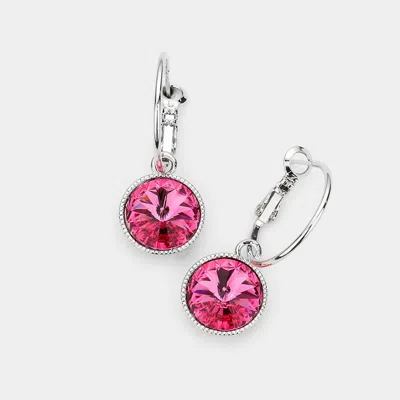 Fashnzfab Genuine Crystal Dangle Earrings - Pink