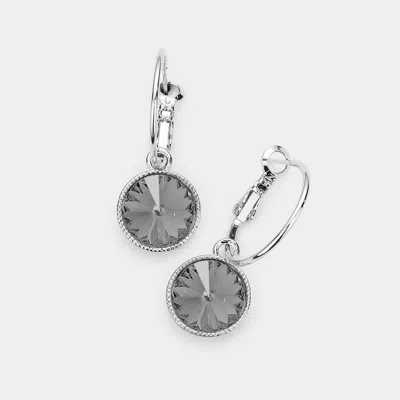 Fashnzfab Genuine Crystal Dangle Earrings - Black Diamond, Silver