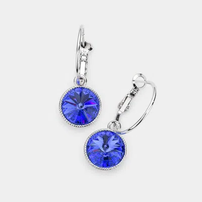 Fashnzfab Genuine Crystal Dangle Earrings In Blue