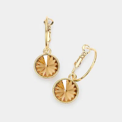 Fashnzfab Genuine Crystal Dangle Earrings In Gold