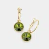 Fashnzfab Genuine Crystal Dangle Earrings In Green