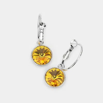 Fashnzfab Genuine Crystal Dangle Earrings In Orange