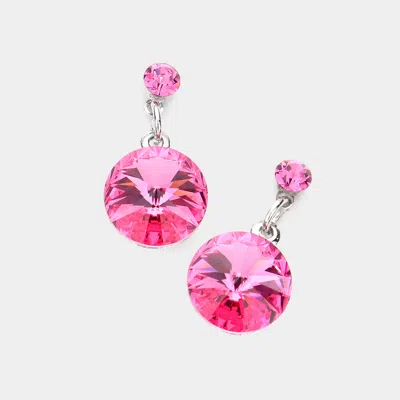 Fashnzfab Genuine Crystal Drop Earrings - Pink