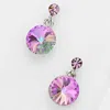 Fashnzfab Genuine Crystal Drop Earrings - Rhodium, Violet In Purple