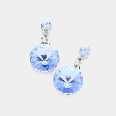 Fashnzfab Genuine Crystal Drop Earrings In Blue
