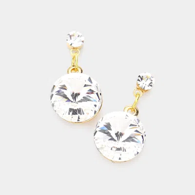 Fashnzfab Genuine Crystal Drop Earrings - Gold In Silver