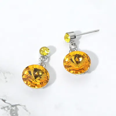 Fashnzfab Genuine Crystal Drop Earrings In Gray