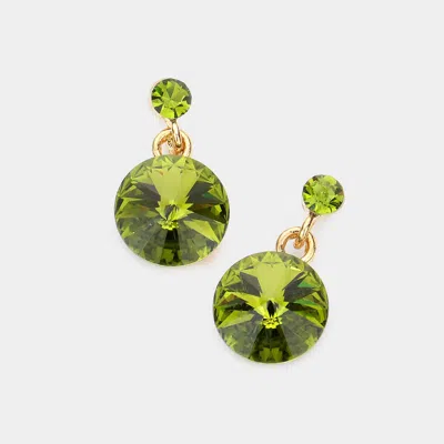 Fashnzfab Genuine Crystal Drop Earrings In Green