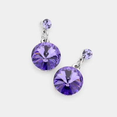Fashnzfab Genuine Crystal Drop Earrings In Purple
