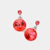 Fashnzfab Genuine Crystal Drop Earrings In Pink
