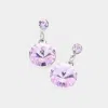 Fashnzfab Genuine Crystal Drop Earrings In Purple