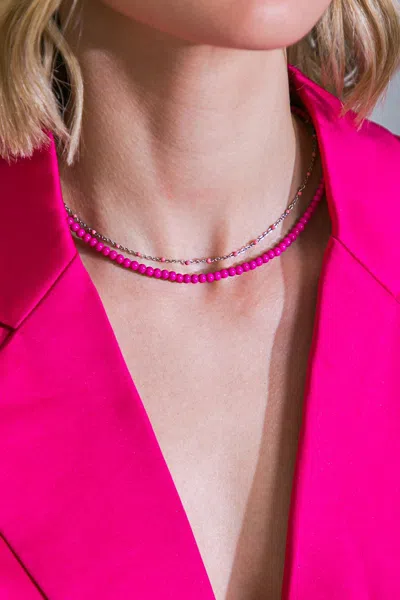 Fashnzfab Genuine Kingman Choker In Pink