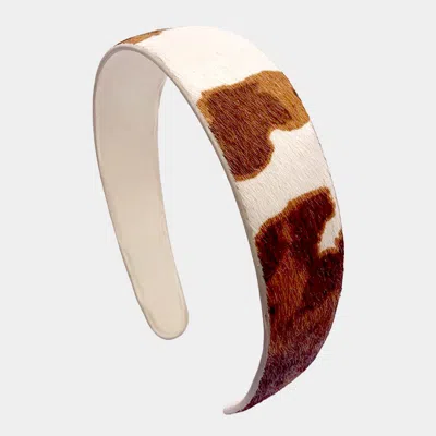 Fashnzfab Genuine Leather Animal Patterned Headband In Multi