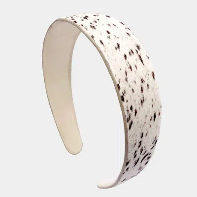 Fashnzfab Genuine Leather Animal Patterned Headband In White