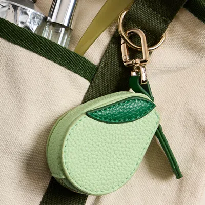Fashnzfab Genuine Leather Avocado Coin Purse / Keychain / Bag Charm In Green