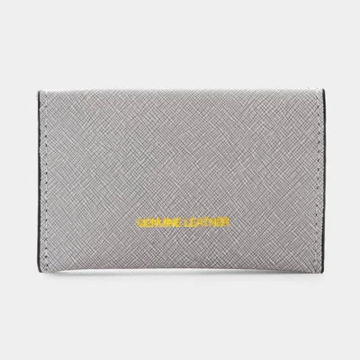 Fashnzfab Genuine Leather Card Holder Wallet In Gray