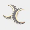 Fashnzfab Genuine Leather Trimmed Half Metal Circle Earrings - Gray In Gold