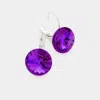 Fashnzfab Genuine Round Crystal Lever Back Earrings - Amethyst In Purple
