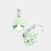 Fashnzfab Genuine Round Crystal Lever Back Earrings - Chrysolite In Green