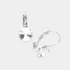 Fashnzfab Genuine Round Crystal Lever Back Earrings - Clear, Silver In White