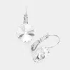 Fashnzfab Genuine Round Crystal Lever Back Earrings - Clear In White