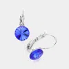 Fashnzfab Genuine Round Crystal Lever Back Earrings - Sapphire In Blue