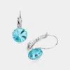 Fashnzfab Genuine Round Crystal Lever Back Earrings - Turquoise In Silver