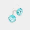 Fashnzfab Genuine Round Crystal Lever Back Earrings - Turquoise In Blue