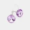 Fashnzfab Genuine Round Crystal Lever Back Earrings - Violet In Purple