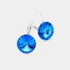 Fashnzfab Genuine Round Crystal Lever Back Earrings In Blue