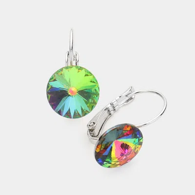 Fashnzfab Genuine Round Crystal Lever Back Earrings In Multi