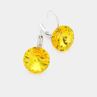 Fashnzfab Genuine Round Crystal Lever Back Earrings In Orange