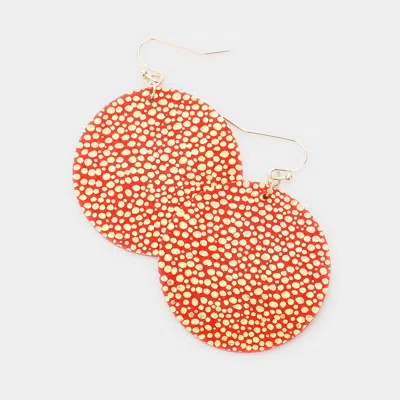 Fashnzfab Genuine Sting Ray Leather Round Earrings In Orange