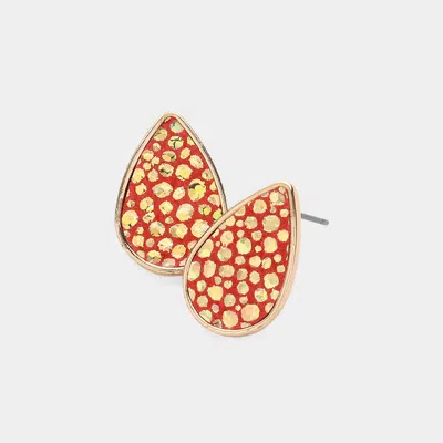 Fashnzfab Genuine Sting Ray Leather Teardrop Stud Earrings In Multi