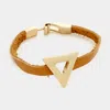 Fashnzfab Geo Hoop & Faux Leather Bracelet Brown, Rose Gold Burnished In Brown