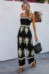 Fashnzfab Geo Print Off Shoulder High Waist Fit Jumpsuit
