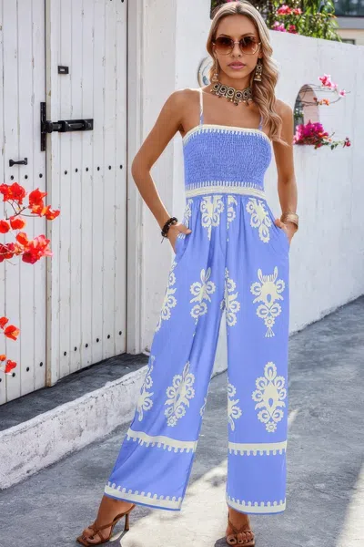 Fashnzfab Geo Print Off Shoulder High Waist Fit Jumpsuit